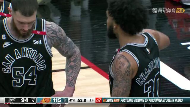 NBA常规赛：马刺vs太阳第4节英文原声回放