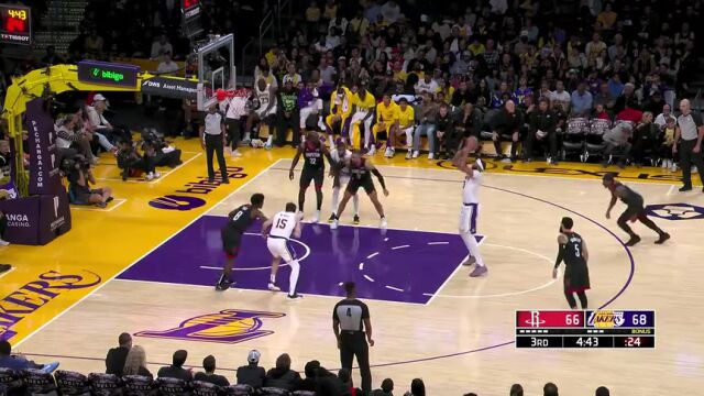 NBA常规赛：火箭vs湖人第3节英文原声回放