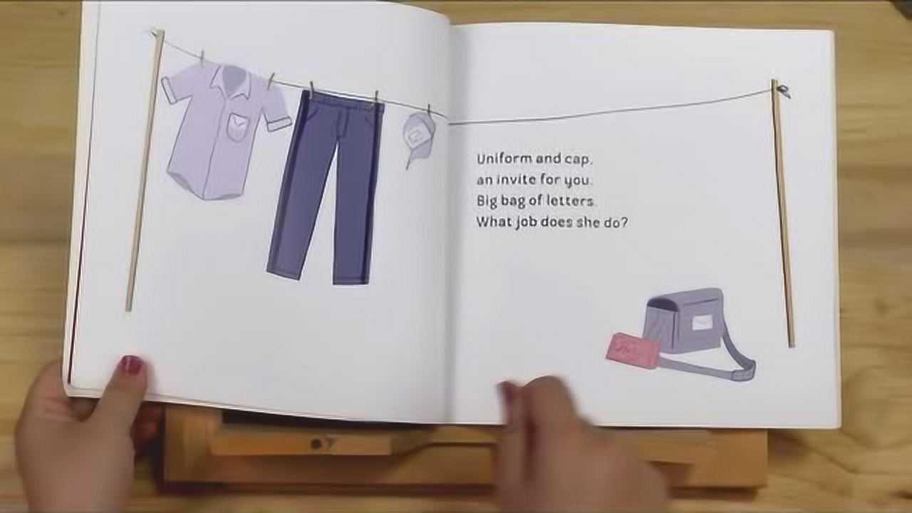 英文绘本讲读： Clothesline clues to jobs people do，衣服和职业_腾讯视频