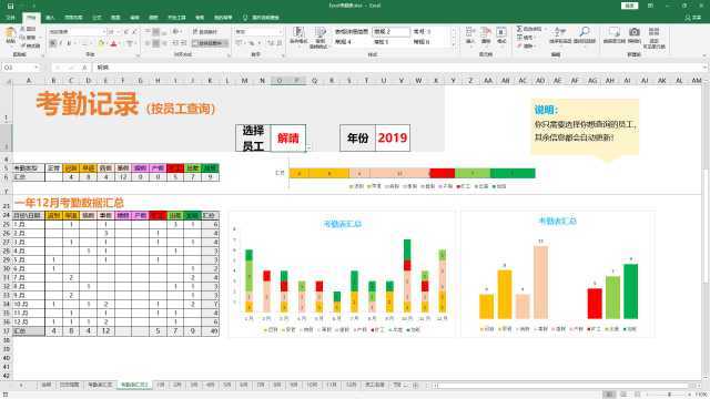 Excel考勤表10:跨表统计Excel考勤数据到一个表格中