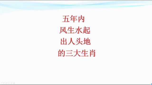 五年内风生水起的三大生肖