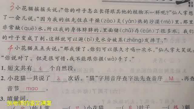 一下课外阅读训练,仙人掌的刺为什么是尖尖的,跟其他树叶不一样