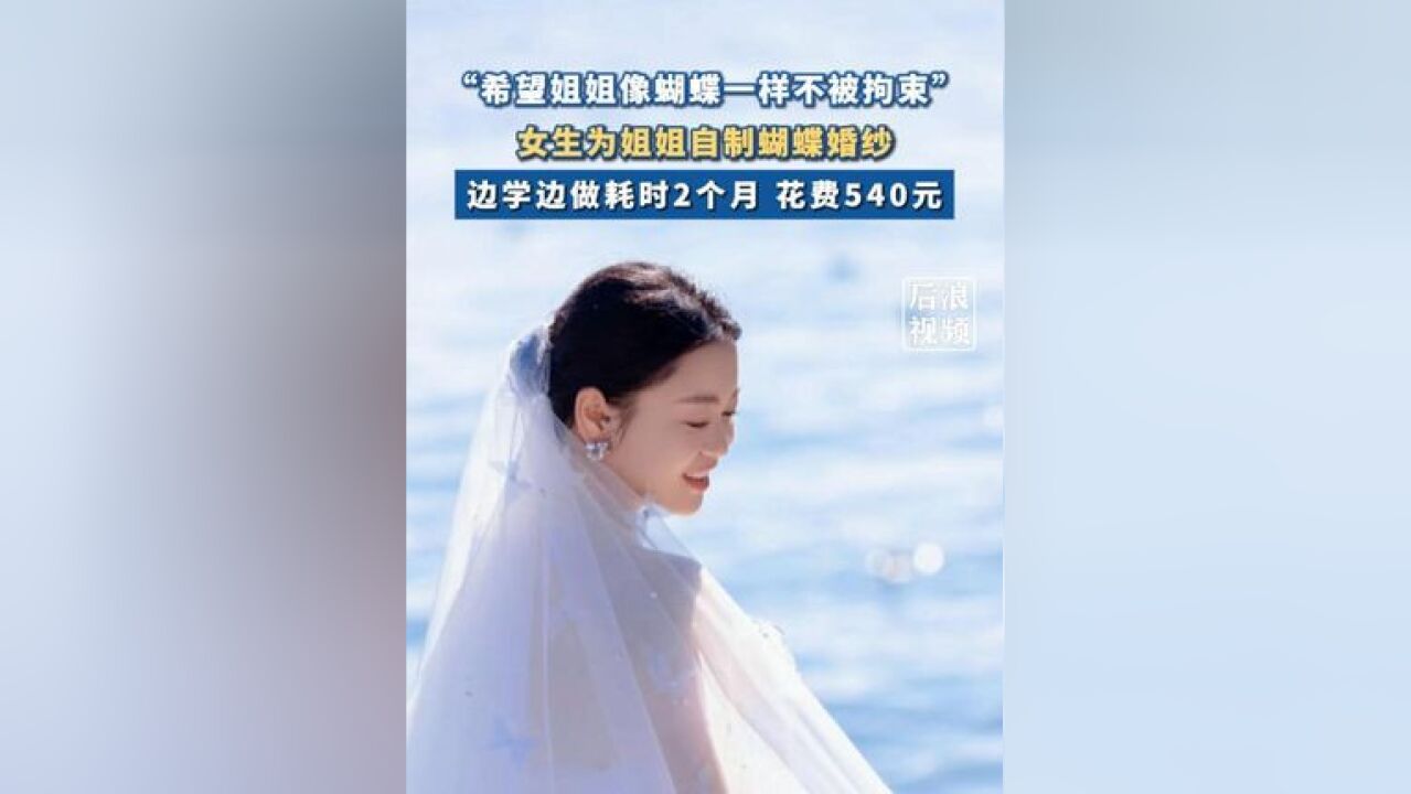 女生耗时 2 个月为姐姐自制蝴蝶主题婚纱 :希望姐姐像蝴蝶一样不被拘束