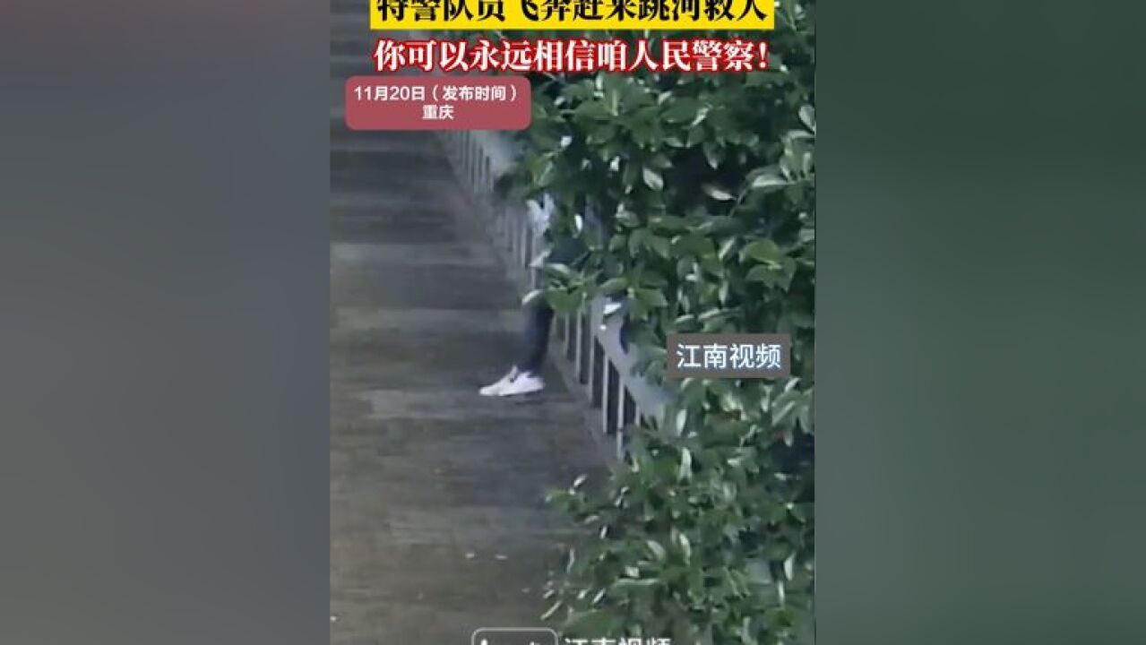 男子喝醉后不慎摔下河!特警队员飞奔赶来跳河救人.#你永远可以相信人民警察 #救人瞬间