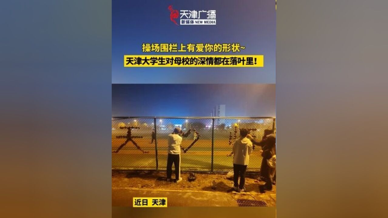 操场围栏上有爱你的形状~大学生对母校的爱都在落叶里!