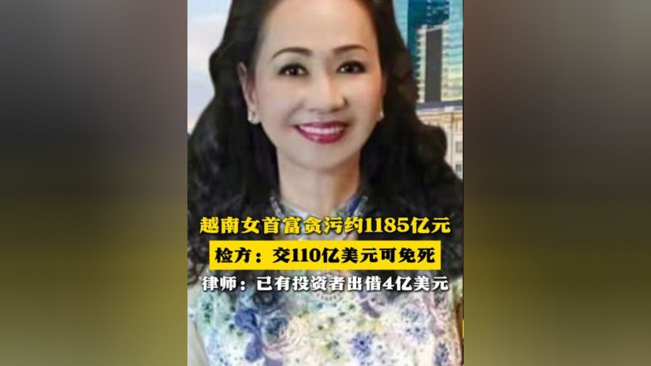 越南女首富贪污约,检方称交110亿美元可免死