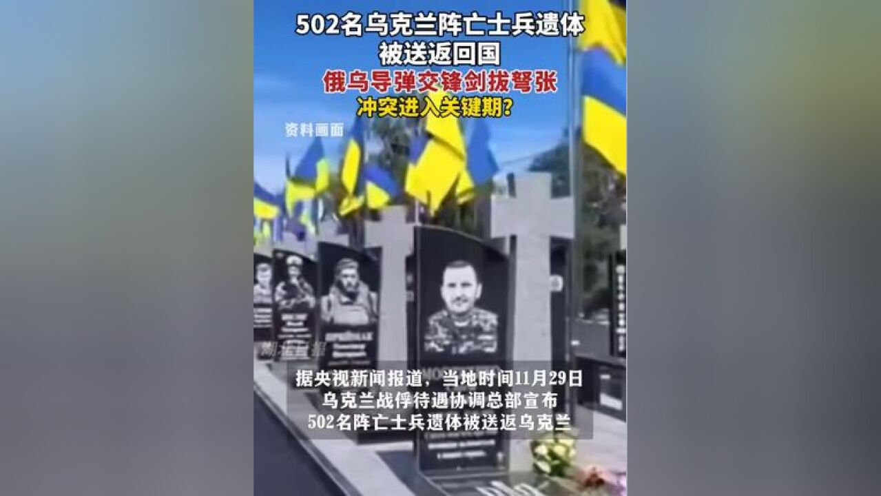 502名乌克兰阵亡士兵遗体被送返回国,俄乌导弹交锋剑拔弩张,冲突进入关键期?