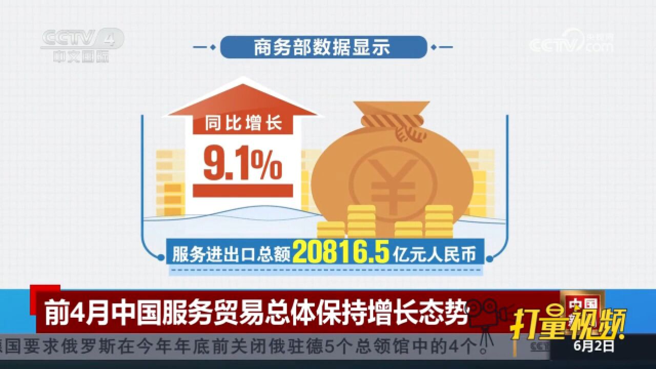 商务部数据显示2023年14月中国服务贸易总体保持增长态势