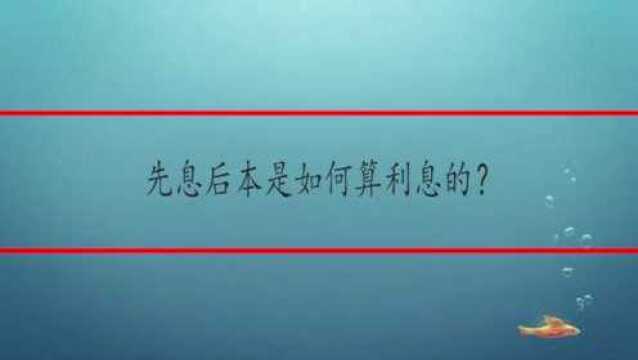 先息后本是如何算利息的?