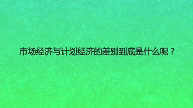 市场经济与计划经济的差别到底是什么呢?