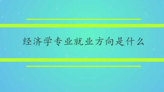 经济学专业就业方向是什么