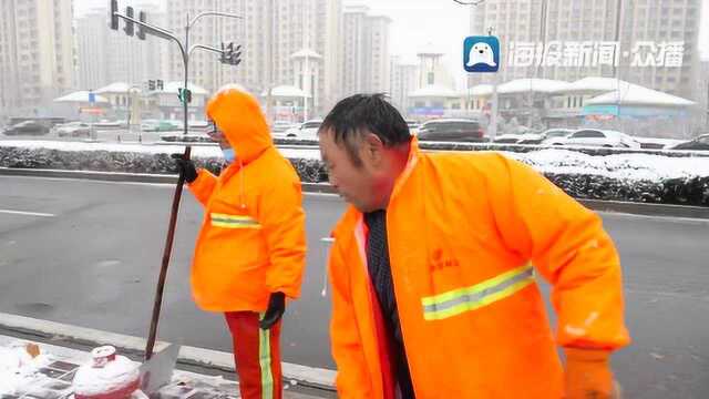 淄博:180吨融雪剂正在撒布,张店除雪“火力全开”