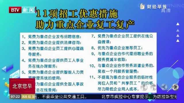 11项招工优惠措施助力重点企业复工复产