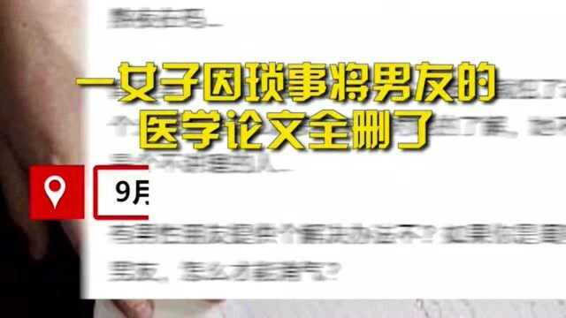 因琐事争吵,女子一气之下将男友论文全删了,有啥事不能好好商量呢?过激了