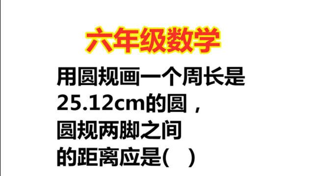 六年级:用圆规画一个周长是25.12cm的圆,求圆规两脚之间的距离