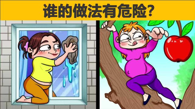 脑力测试:擦窗户和摘苹果,哪位孕妇在作死?