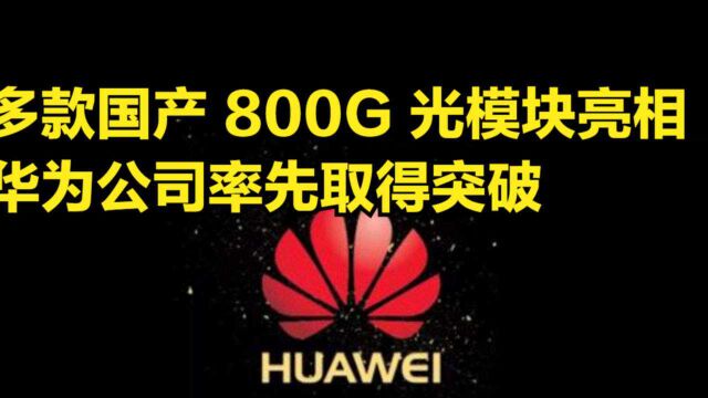 多款国产800G光模块亮相,华为公司率先取得突破