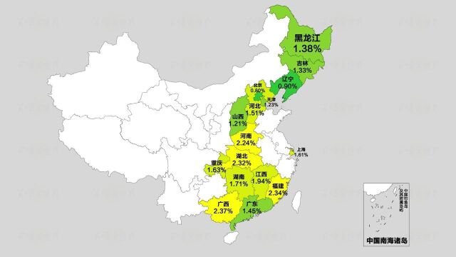 我国各省份文盲率,西部整体高,东北三省排名靠前