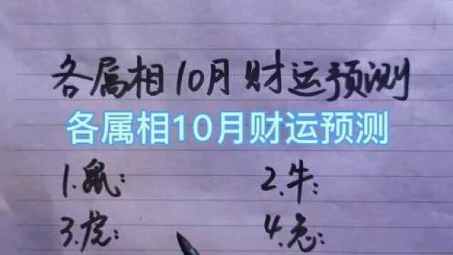 各属相10月财运预测