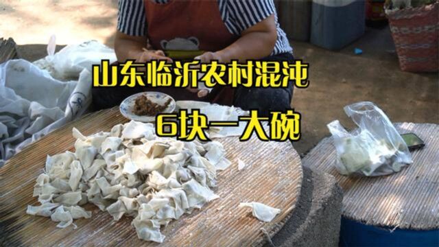 山东临沂农村吃混沌,6块一大碗,猪肉馅料