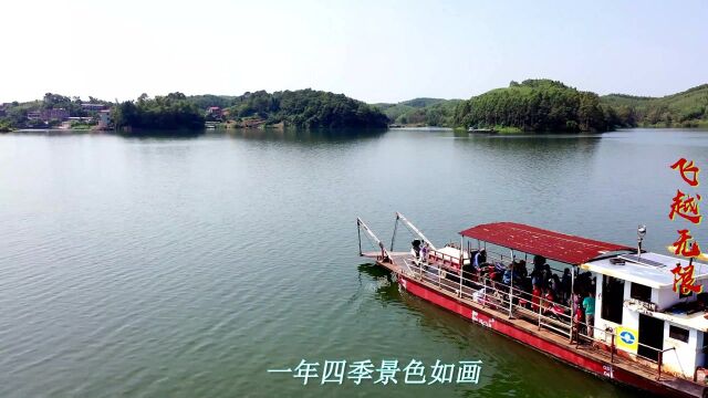 航拍南宁横州西津湖上游的农村,一年四季景色如画,风景堪比西湖