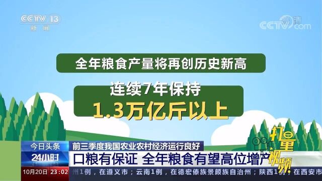 农业农村部:前三季度我国农业农村经济运行良好