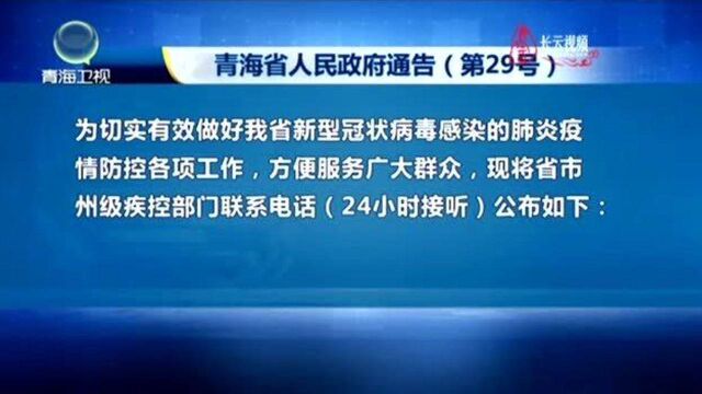 青海省人民政府通告(第29号)