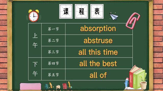 英语单词、短语、句子讲师讲解,现在我们要学的是absorption、abstruse等单词