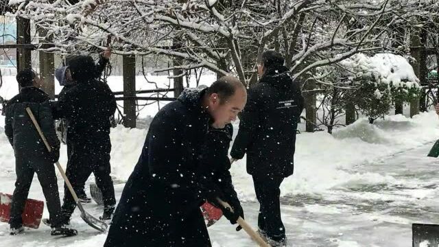 开原二高中党员除雪纪实