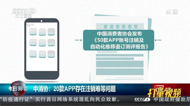 中国消费者协会:20款APP存在注销难等问题