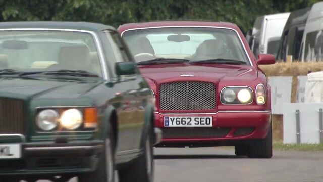 Ten turbocharged Bentleys put on a grand parade for the Goodwood crowds. 