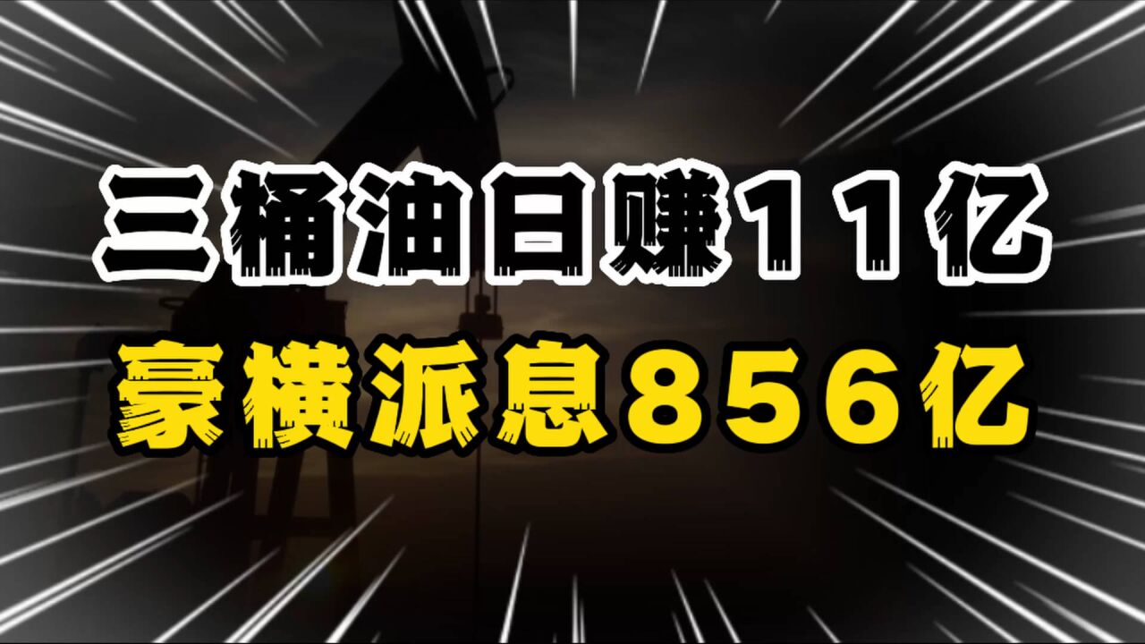 “三桶油”日赚11亿,豪横,派息856亿元,不差钱