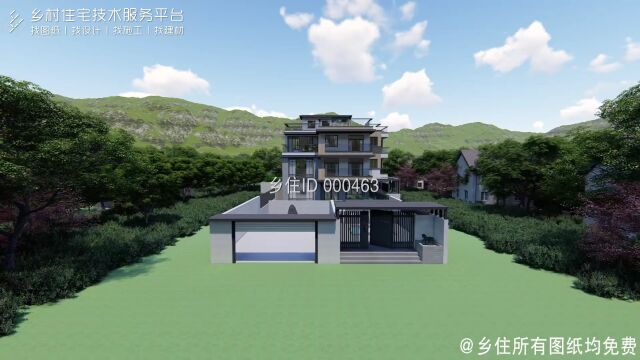 【免费图纸 】土建造价参考98万,面宽14.5m*进深13.4m 三层现代风格别墅