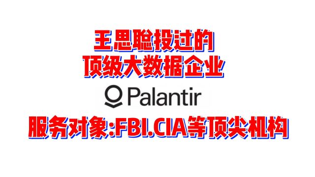 王思聪投过的Palantir,神秘且顶级的大数据企业,服务FBI.CIA等顶级机构!