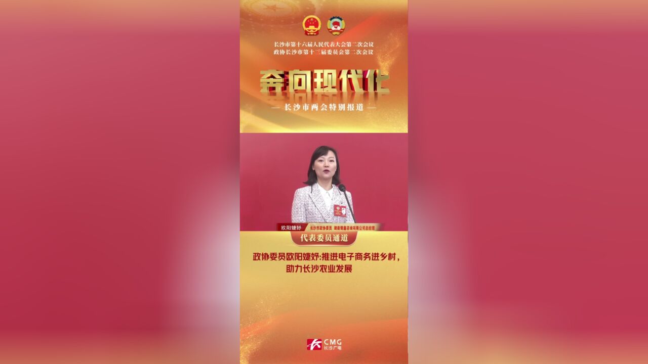 政协委员欧阳婕妤:推进电子商务进乡村,助力长沙农业发展