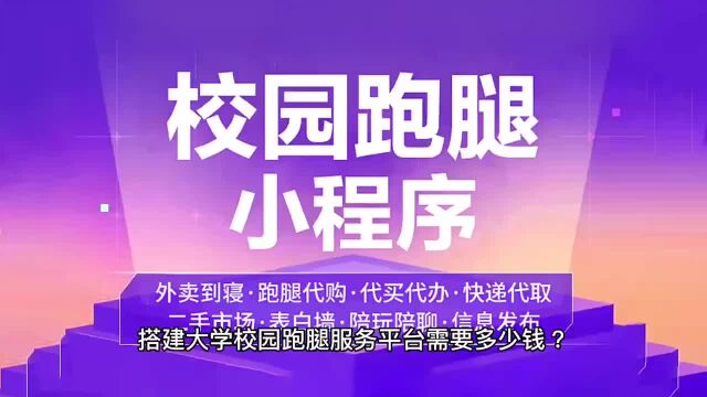 搭建大学校园跑腿服务平台需要多少钱?