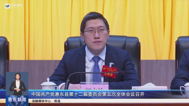 中国共产党惠东县第十二届委员会第五次全体会议召开