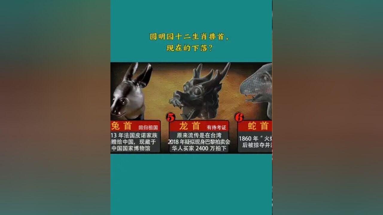 圆明园十二生肖兽首, 现在的下落?有多少已经回归祖国#十二生肖 #圆明园十二生肖兽首铜像 #历史古迹