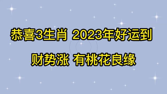 恭喜3大生肖,2023年好运到,财势涨,有桃花良缘