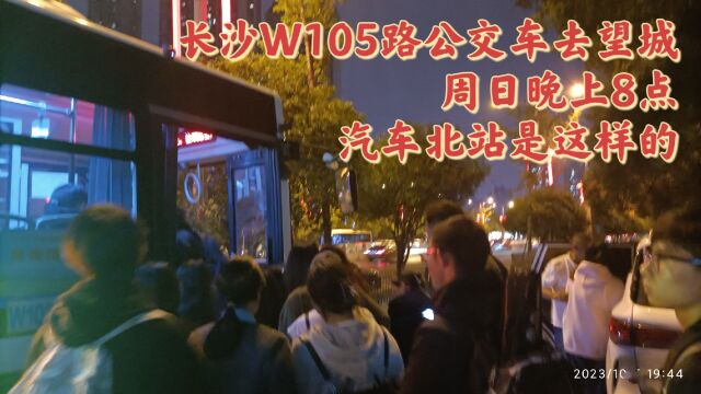 长沙W105路公交车去望城,周日晚上8点,汽车北站是这样的