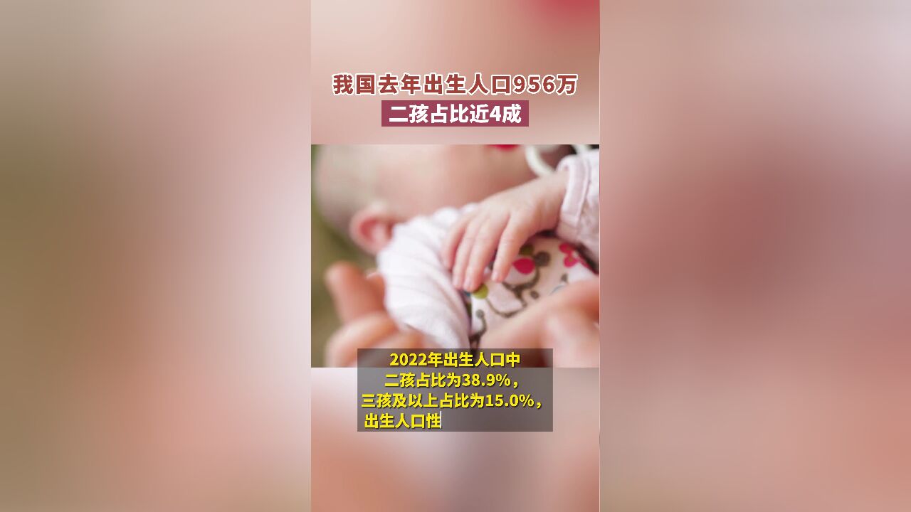 我国去年出生人口956万,二孩占比近4成