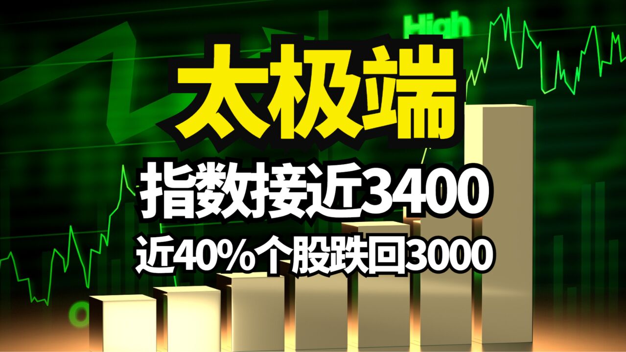 太极端!上证指数接近3400点!但是近40%个股却跌回3000点!