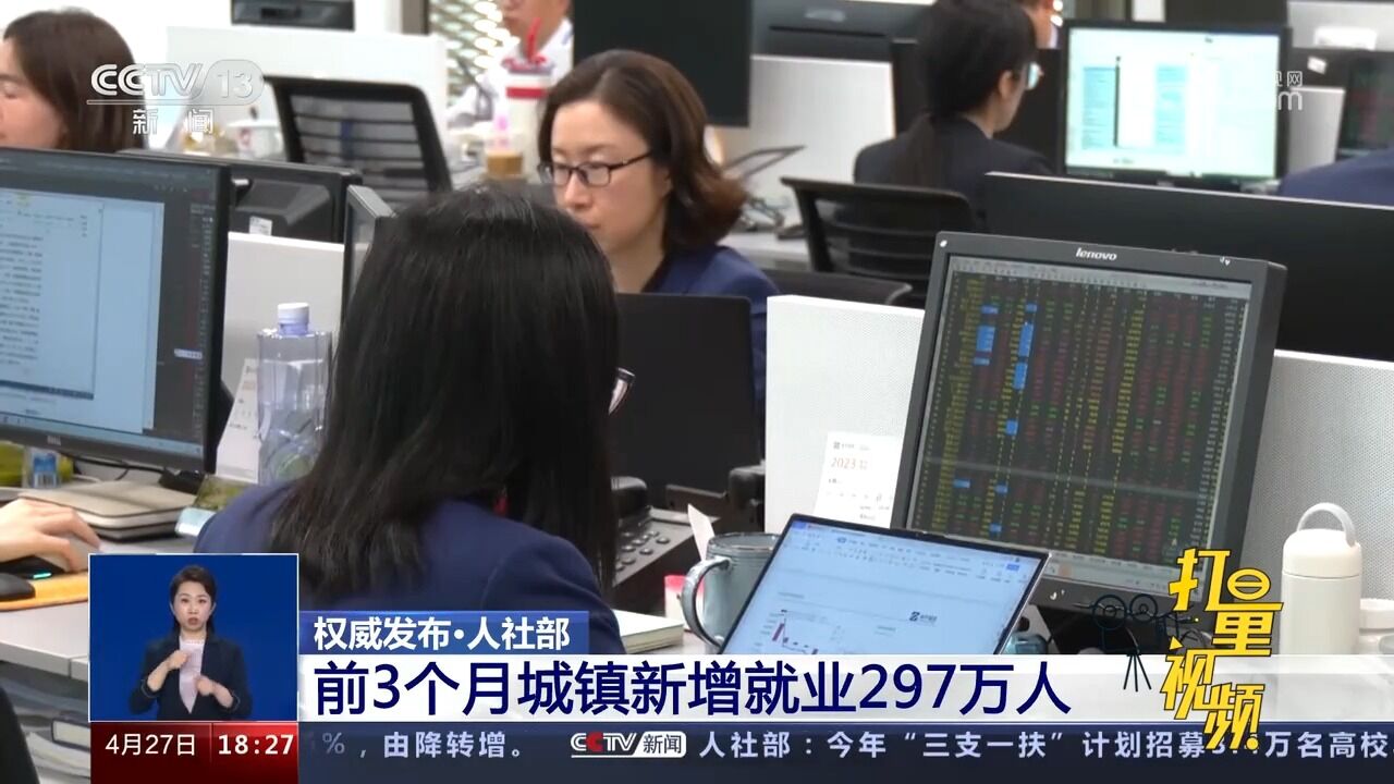 人社部:2023年前3个月城镇新增就业297万人