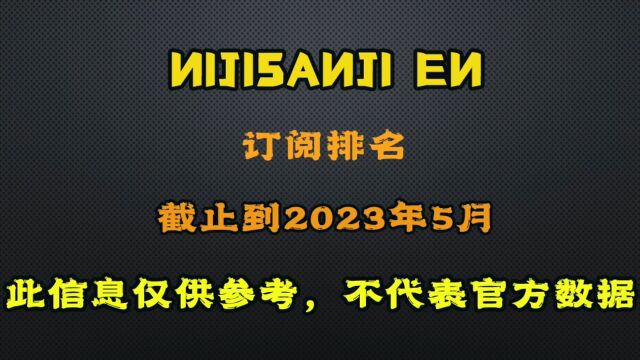 【彩虹社EN】最新数据排名!截止2023年5月初!