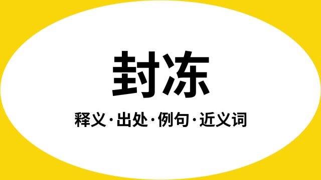 “封冻”是什么意思?