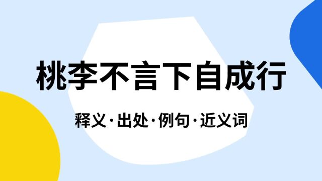 “桃李不言下自成行”是什么意思?