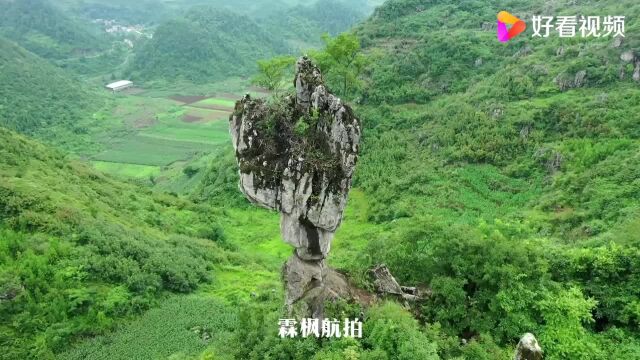 云南深山发现一奇石,上粗下细,佩服大自然鬼斧神工!