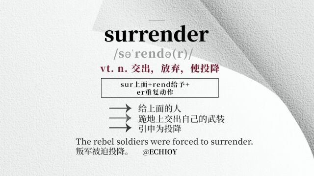 边走边听英语单词surrender词根图解