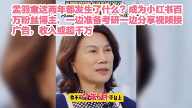 孟羽童这两年都发生了什么?成为小红书百万粉丝博主,一边准备考研一边分享视频接广告,收入或超千万