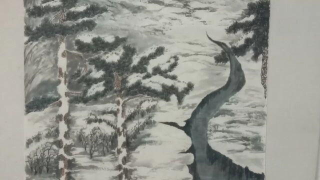 国画山水雪景